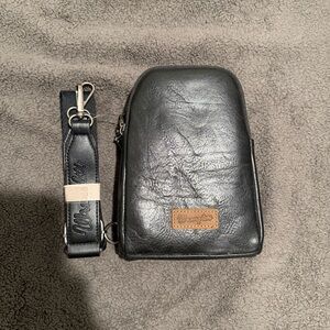 Wrangler Black Leather Crossbody Bag